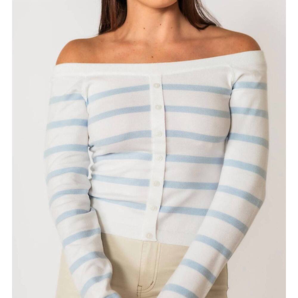NEW FALCON PARK drew off the shoulder top in blue
